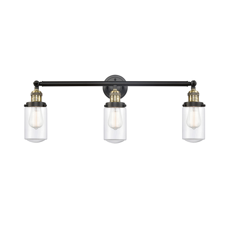 Dover Bath Vanity Light shown in the Black Antique Brass finish with a Clear shade