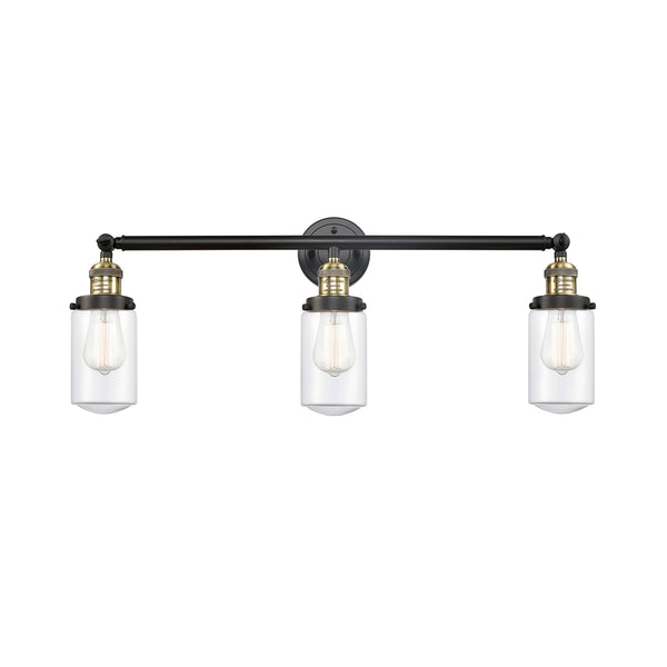 Dover Bath Vanity Light shown in the Black Antique Brass finish with a Clear shade