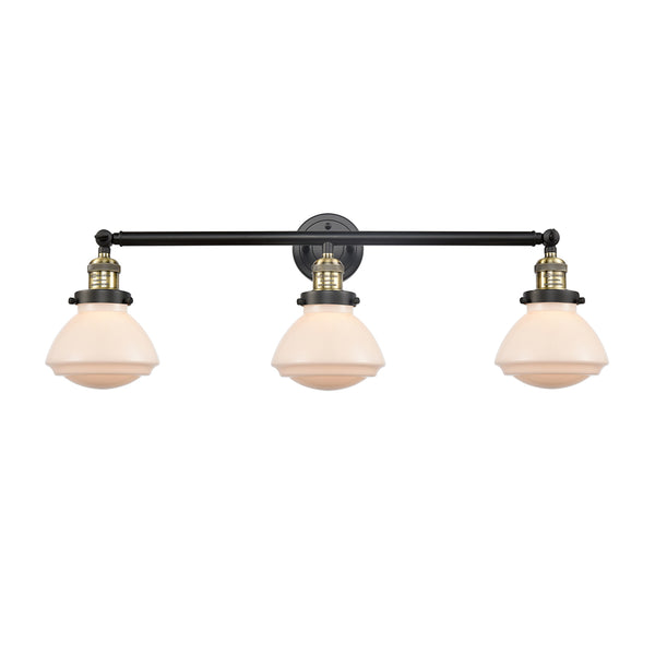 Olean Bath Vanity Light shown in the Black Antique Brass finish with a Matte White shade