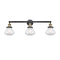 Olean Bath Vanity Light shown in the Black Antique Brass finish with a Clear shade