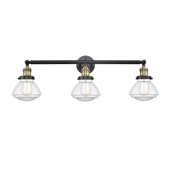 Olean Bath Vanity Light shown in the Black Antique Brass finish with a Clear shade