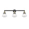 Olean Bath Vanity Light shown in the Black Antique Brass finish with a Seedy shade