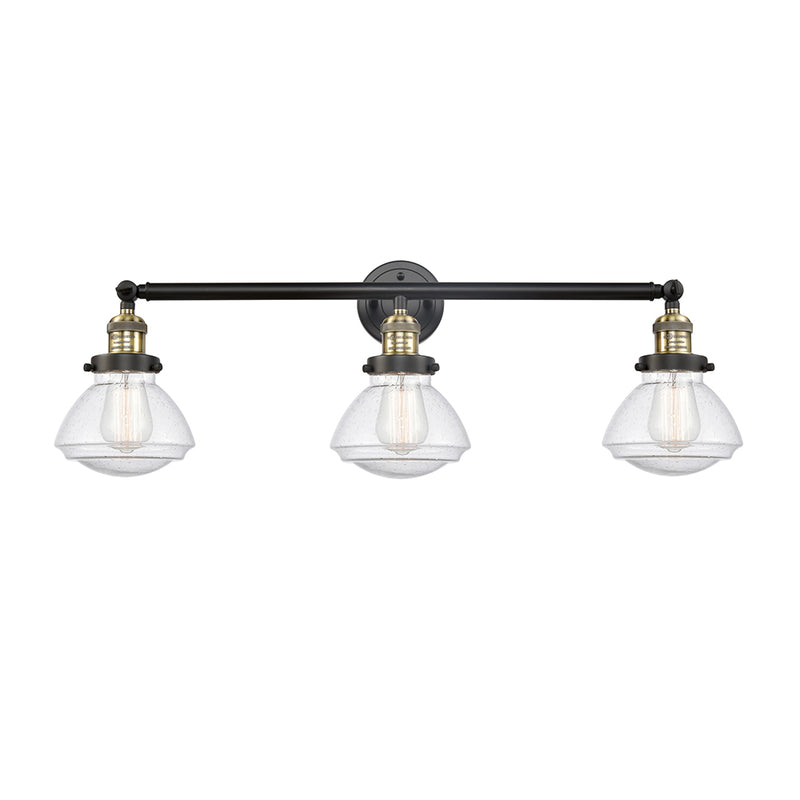 Olean Bath Vanity Light shown in the Black Antique Brass finish with a Seedy shade