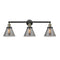Cone Bath Vanity Light shown in the Black Antique Brass finish with a Plated Smoke shade