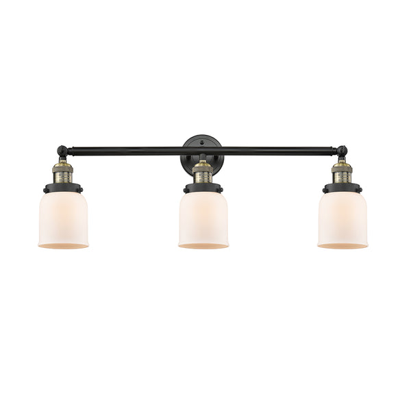 Bell Bath Vanity Light shown in the Black Antique Brass finish with a Matte White shade
