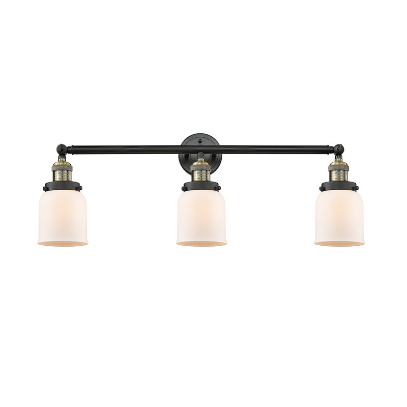 Bell Bath Vanity Light shown in the Black Antique Brass finish with a Matte White shade
