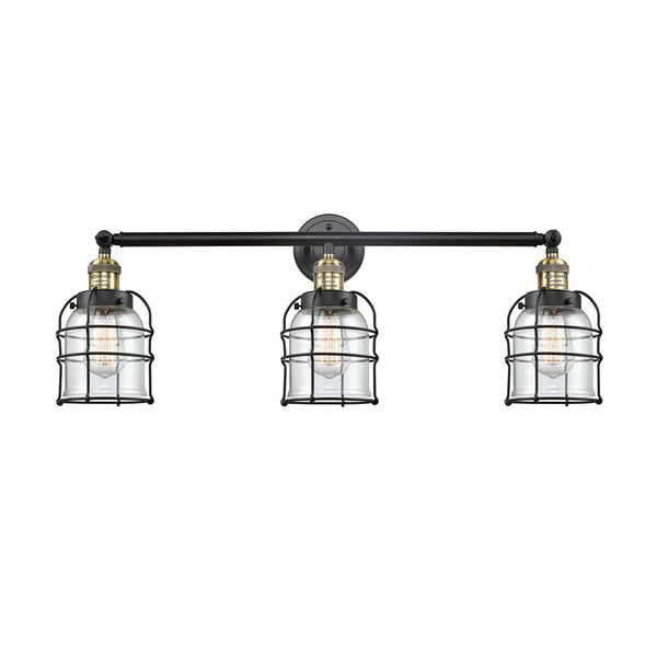 Bell Cage Bath Vanity Light shown in the Black Antique Brass finish with a Clear shade