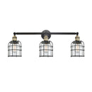 Bell Cage Bath Vanity Light shown in the Black Antique Brass finish with a Clear shade