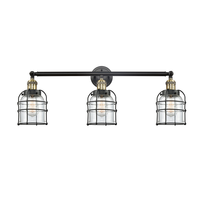 Bell Cage Bath Vanity Light shown in the Black Antique Brass finish with a Clear shade
