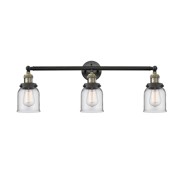 Bell Bath Vanity Light shown in the Black Antique Brass finish with a Clear shade