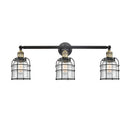 Bell Cage Bath Vanity Light shown in the Black Antique Brass finish with a Seedy shade