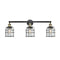 Bell Cage Bath Vanity Light shown in the Black Antique Brass finish with a Seedy shade