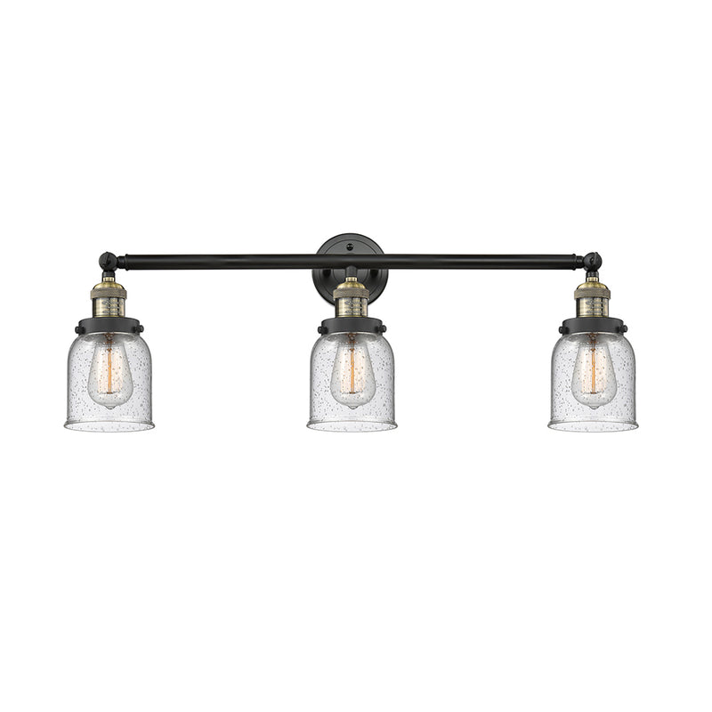 Bell Bath Vanity Light shown in the Black Antique Brass finish with a Seedy shade