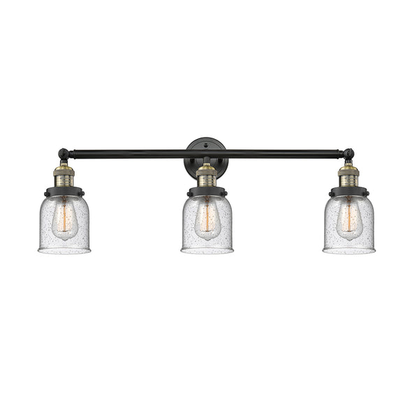 Bell Bath Vanity Light shown in the Black Antique Brass finish with a Seedy shade