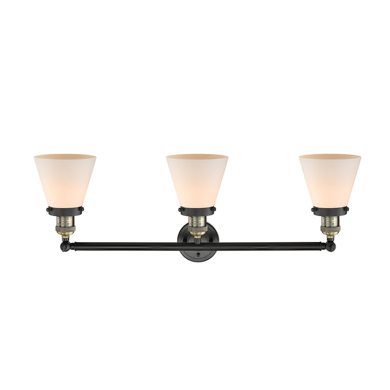 Innovations Lighting Small Cone 3 Light Bath Vanity Light Part Of The Franklin Restoration Collection 205-BAB-G61