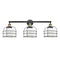 Bell Cage Bath Vanity Light shown in the Black Antique Brass finish with a Matte White shade