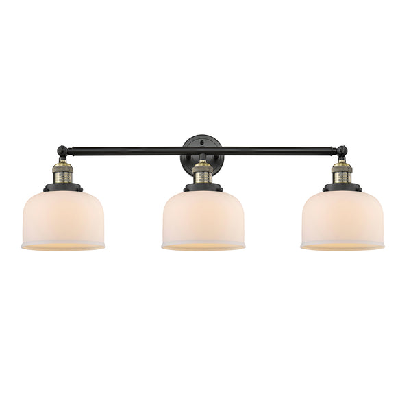 Bell Bath Vanity Light shown in the Black Antique Brass finish with a Matte White shade
