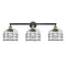 Bell Cage Bath Vanity Light shown in the Black Antique Brass finish with a Seedy shade