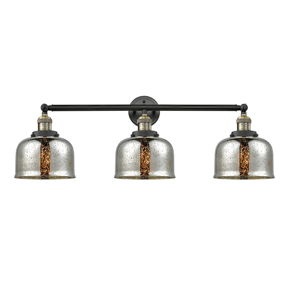 Bell Bath Vanity Light shown in the Black Antique Brass finish with a Silver Plated Mercury shade