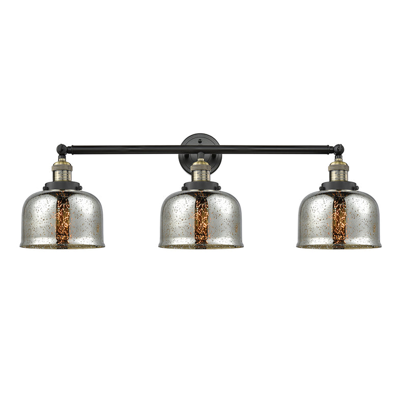 Bell Bath Vanity Light shown in the Black Antique Brass finish with a Silver Plated Mercury shade