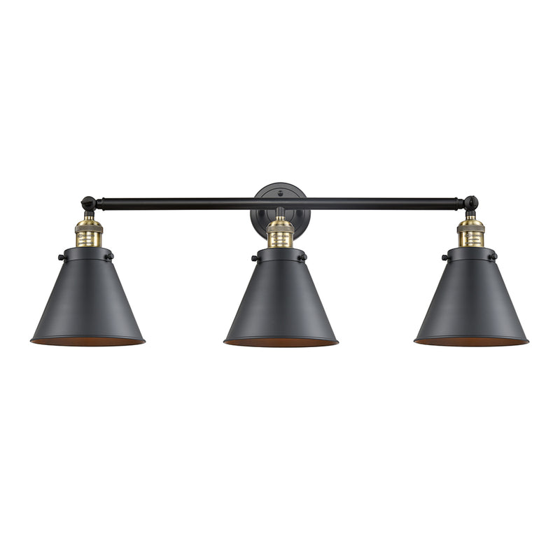 Appalachian Bath Vanity Light shown in the Black Antique Brass finish with a Matte Black shade