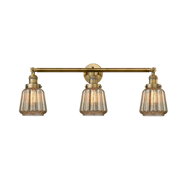 Chatham Bath Vanity Light shown in the Brushed Brass finish with a Mercury shade