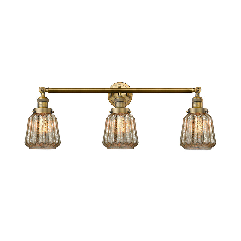 Chatham Bath Vanity Light shown in the Brushed Brass finish with a Mercury shade