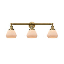 Fulton Bath Vanity Light shown in the Brushed Brass finish with a Matte White shade