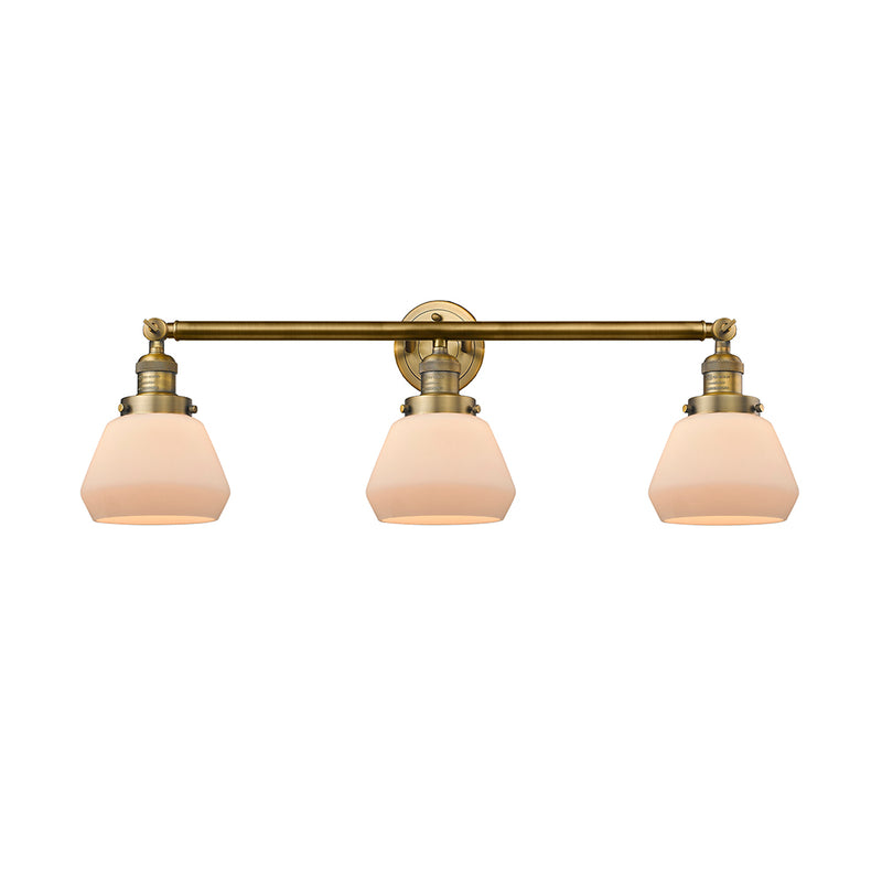 Fulton Bath Vanity Light shown in the Brushed Brass finish with a Matte White shade