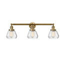 Fulton Bath Vanity Light shown in the Brushed Brass finish with a Clear shade