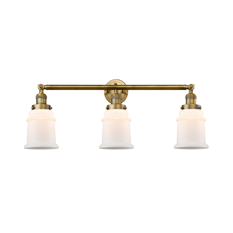 Canton Bath Vanity Light shown in the Brushed Brass finish with a Matte White shade