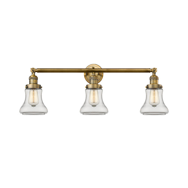 Bellmont Bath Vanity Light shown in the Brushed Brass finish with a Clear shade