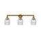 Colton Bath Vanity Light shown in the Brushed Brass finish with a Clear Halophane shade