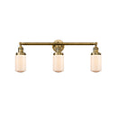 Dover Bath Vanity Light shown in the Brushed Brass finish with a Matte White shade