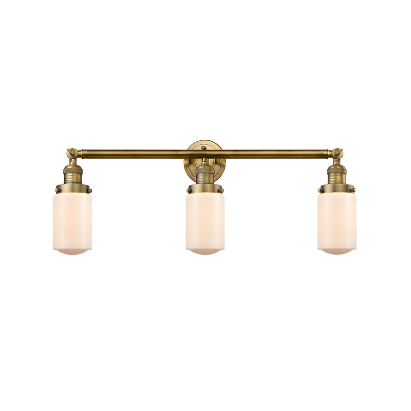 Dover Bath Vanity Light shown in the Brushed Brass finish with a Matte White shade