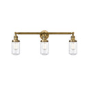 Dover Bath Vanity Light shown in the Brushed Brass finish with a Clear shade
