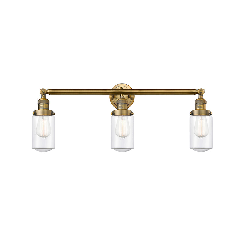 Dover Bath Vanity Light shown in the Brushed Brass finish with a Clear shade