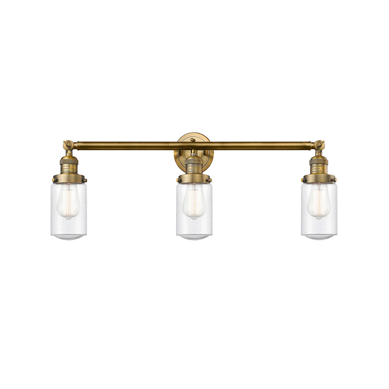 Dover Bath Vanity Light shown in the Brushed Brass finish with a Seedy shade
