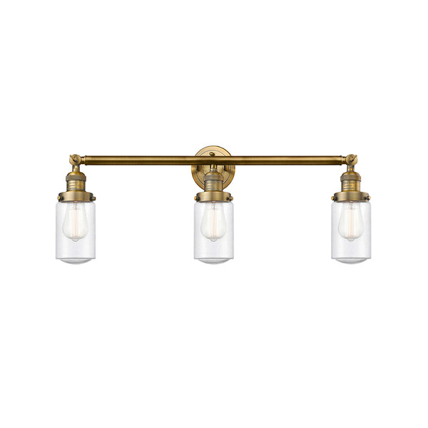 Dover Bath Vanity Light shown in the Brushed Brass finish with a Seedy shade