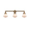 Olean Bath Vanity Light shown in the Brushed Brass finish with a Matte White shade