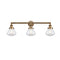 Olean Bath Vanity Light shown in the Brushed Brass finish with a Clear shade