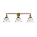 Cone Bath Vanity Light shown in the Brushed Brass finish with a Clear shade