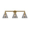 Cone Bath Vanity Light shown in the Brushed Brass finish with a Plated Smoke shade
