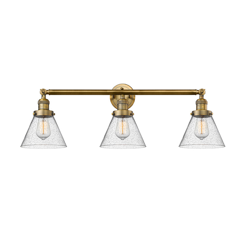 Cone Bath Vanity Light shown in the Brushed Brass finish with a Seedy shade