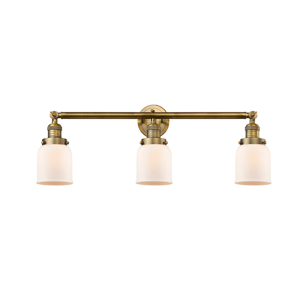 Bell Bath Vanity Light shown in the Brushed Brass finish with a Matte White shade