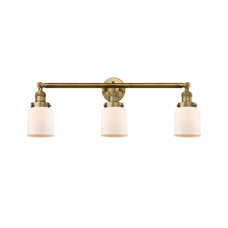 Bell Bath Vanity Light shown in the Brushed Brass finish with a Matte White shade