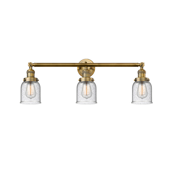 Bell Bath Vanity Light shown in the Brushed Brass finish with a Seedy shade
