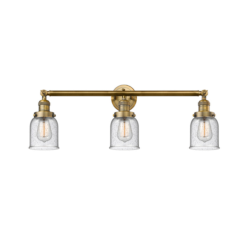 Bell Bath Vanity Light shown in the Brushed Brass finish with a Seedy shade