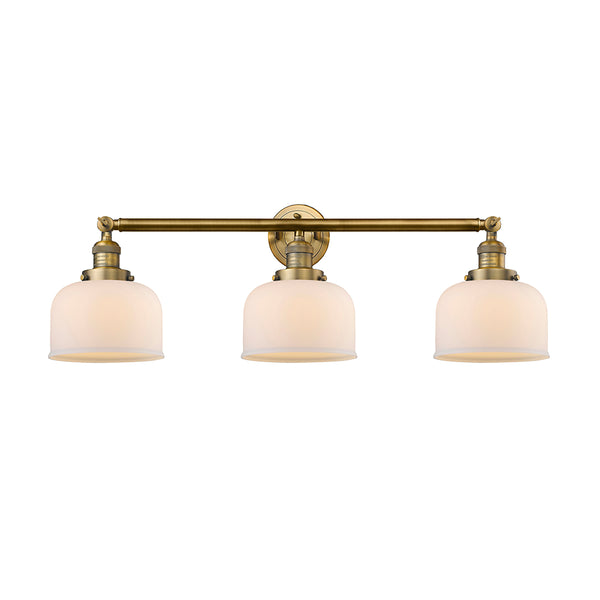 Bell Bath Vanity Light shown in the Brushed Brass finish with a Matte White shade