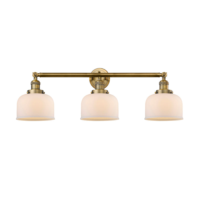 Bell Bath Vanity Light shown in the Brushed Brass finish with a Matte White shade